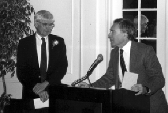 Bill Wright (left) and Steve Weiss 
at Bill's retirement reception (Photo by Peter Calingaert)