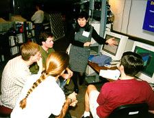 Ming Lin and prospective students at Candidates Day (Photo by Todd
Gaul)