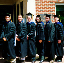 New Ph.D. graduates in front of Sitterson Hall 
(Photo by Claire Stone)