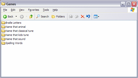 Explorer view of the Games
folder
