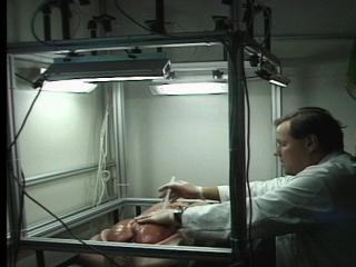 Dr. Bruce Cairns in the camera cube