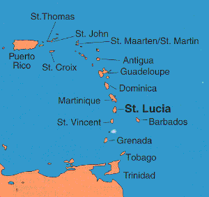 caribbean map st lucia Map Of The Caribbean caribbean map st lucia