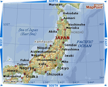 Kamihayashi Map from MSN Encarta